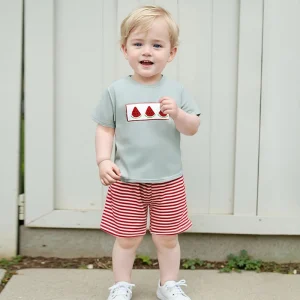 T-Shirts Elastic Waist Shorts 2Pcs Clothes Set