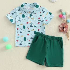 Boys Shirt and Elastic Waist Shorts Set